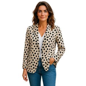 Anna Glover x H&M Blazer Womens US 4 Polka Dot Bee Print Lightweight NWT